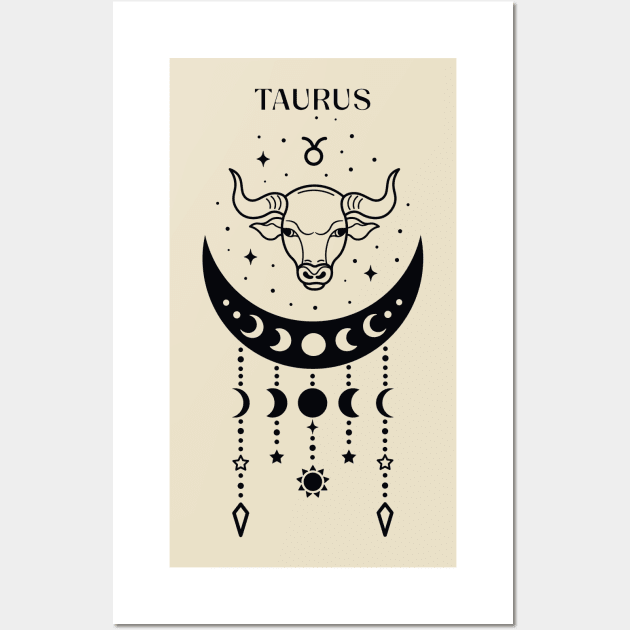 Taurus zodiac sign; zodiac sign; star sign; horoscope; symbol; birthday Wall Art by Be my good time